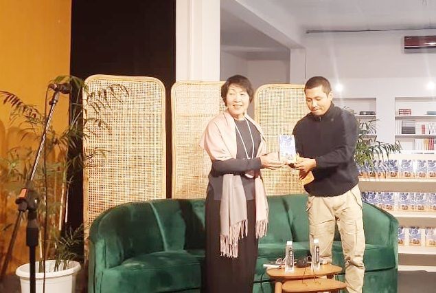 Easterine Kire and Sangmaikumba Chang during the 2nd edition release of the latter’s book ‘One Day at a Time’ in Dimapur on January 14.